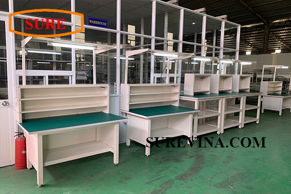 Bàn thao tác khung thép sơn tĩnh điện