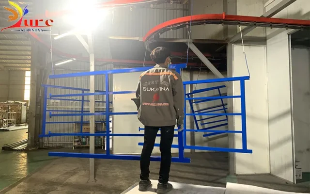 sơn tĩnh điện khung giường sắt